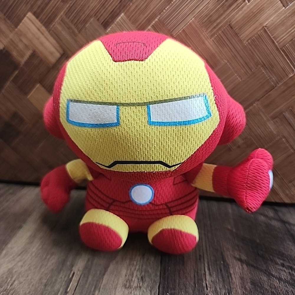 TY Beanie Baby IRON MAN Marvel Plush Stuffed Animal Red Yellow Super Hero EUC